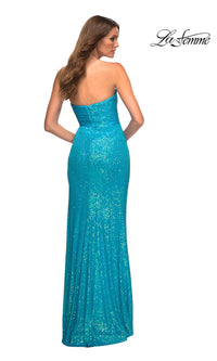 Strapless Long Sequin La Femme Designer Prom Dress