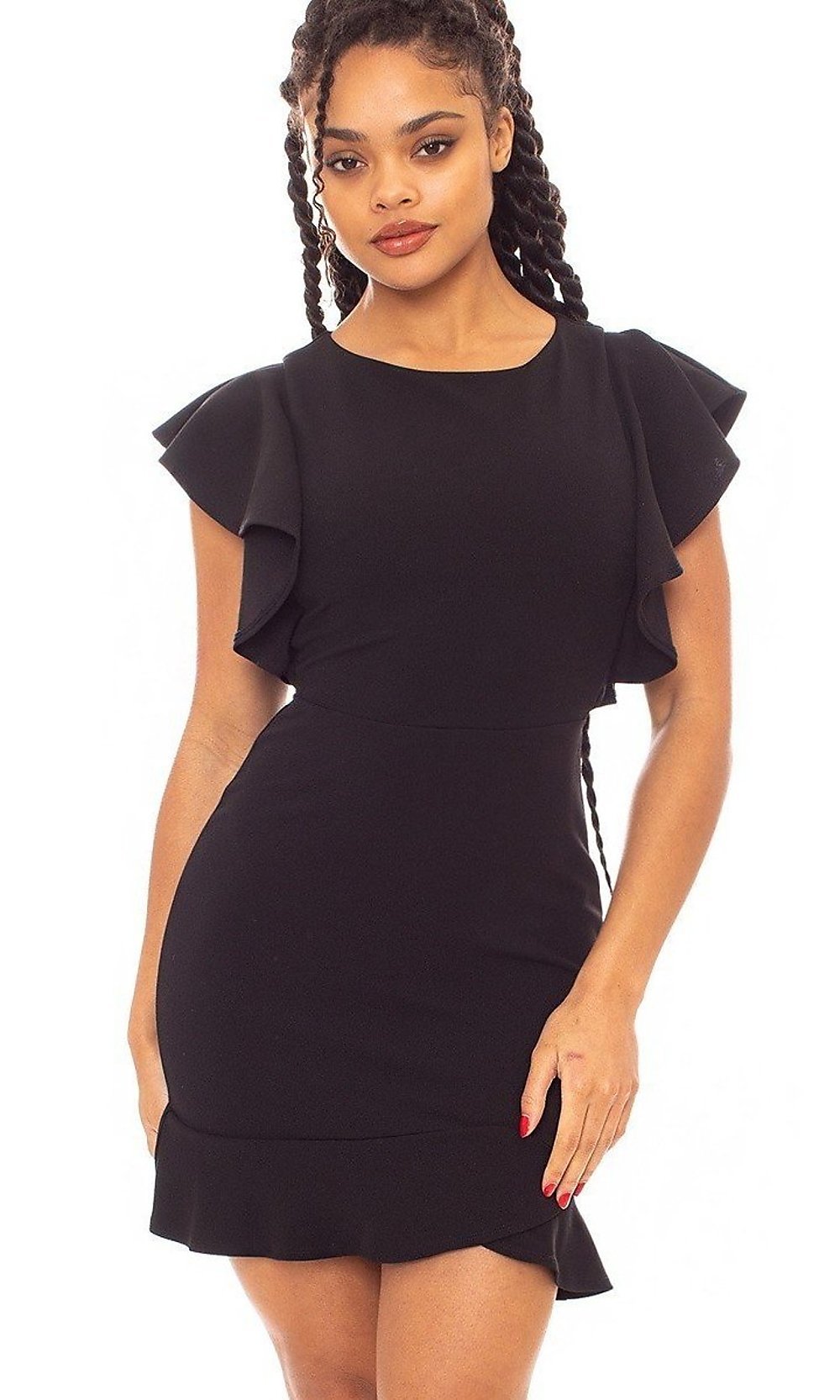 Chevy Black | Fitted Short Dress w/ Ruffles