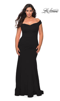 La Femme-La Femme Off-Shoulder Long Plus-Size Formal Dress