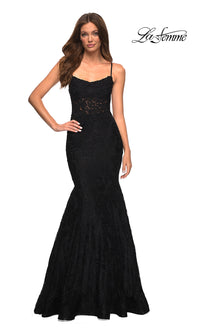 Open-Back Long Lace Mermaid Prom Dress by La Femme