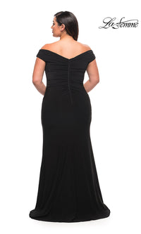 Off-the-Shoulder Long Plus-Size V-Neck Prom Dress