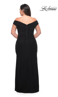 La Femme-La Femme Off-Shoulder Plus-Size Long Prom Dress