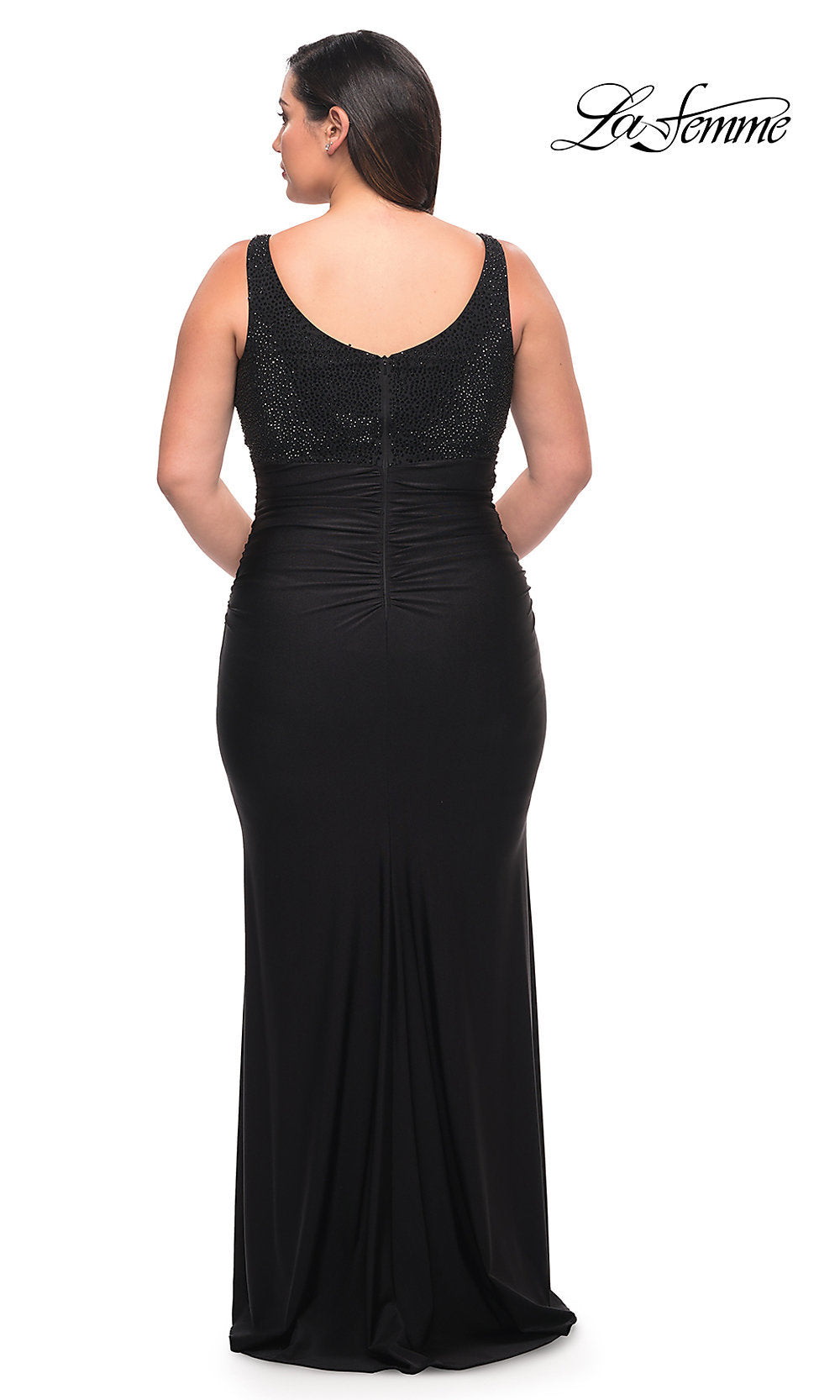 La Femme Empire-Waist Long Plus Prom Dress - PromGirl