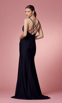 Deep V-Neck Long Prom Dress with Empire Waist