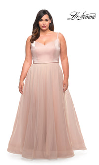 La Femme-La Femme Plus-Size Long A-Line Prom Dress