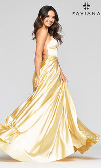 Faviana Yellow Long Prom Dress with Pockets