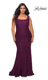 Beaded-Lace Plus-Size Long La Femme Formal Dress