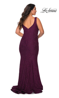 Beaded-Lace Plus-Size Long La Femme Formal Dress