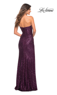 La Femme Long Strapless Sequin Formal Prom Dress