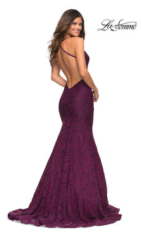 Open-Back Long Lace Mermaid Prom Dress by La Femme