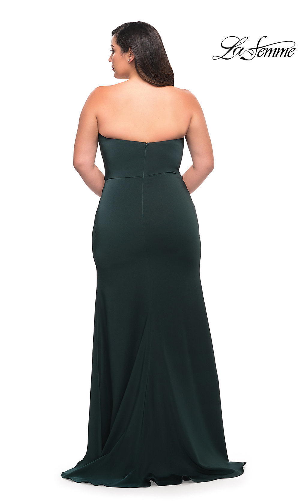 La Femme-Strapless Long Plus-Size La Femme Prom Dress