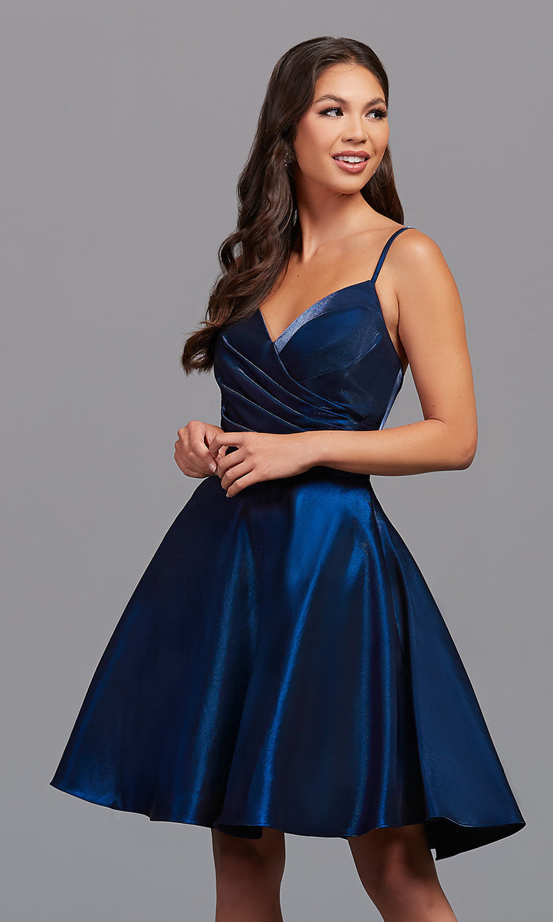 Designer Short Shimmer Homecoming Dress - PromGirl