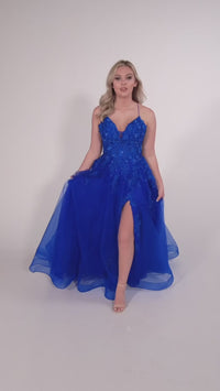 Ellie Wilde Corset-Back Long Prom Ball Gown