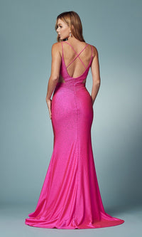 Long Beaded Prom Dress with Sheer Side Cut Outs