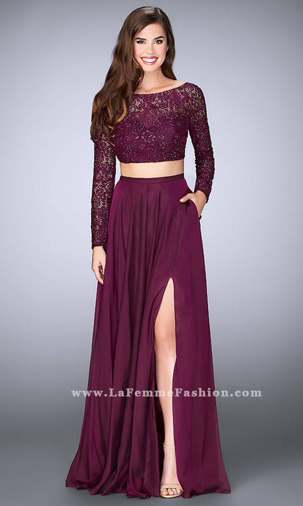Long PromGirl Two-Piece Formal Prom Dress
