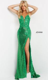 Long Sequin Jovani Prom Dress with Appliques