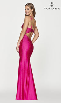 Faviana-Long Beaded Hot Pink Prom Dress by Faviana