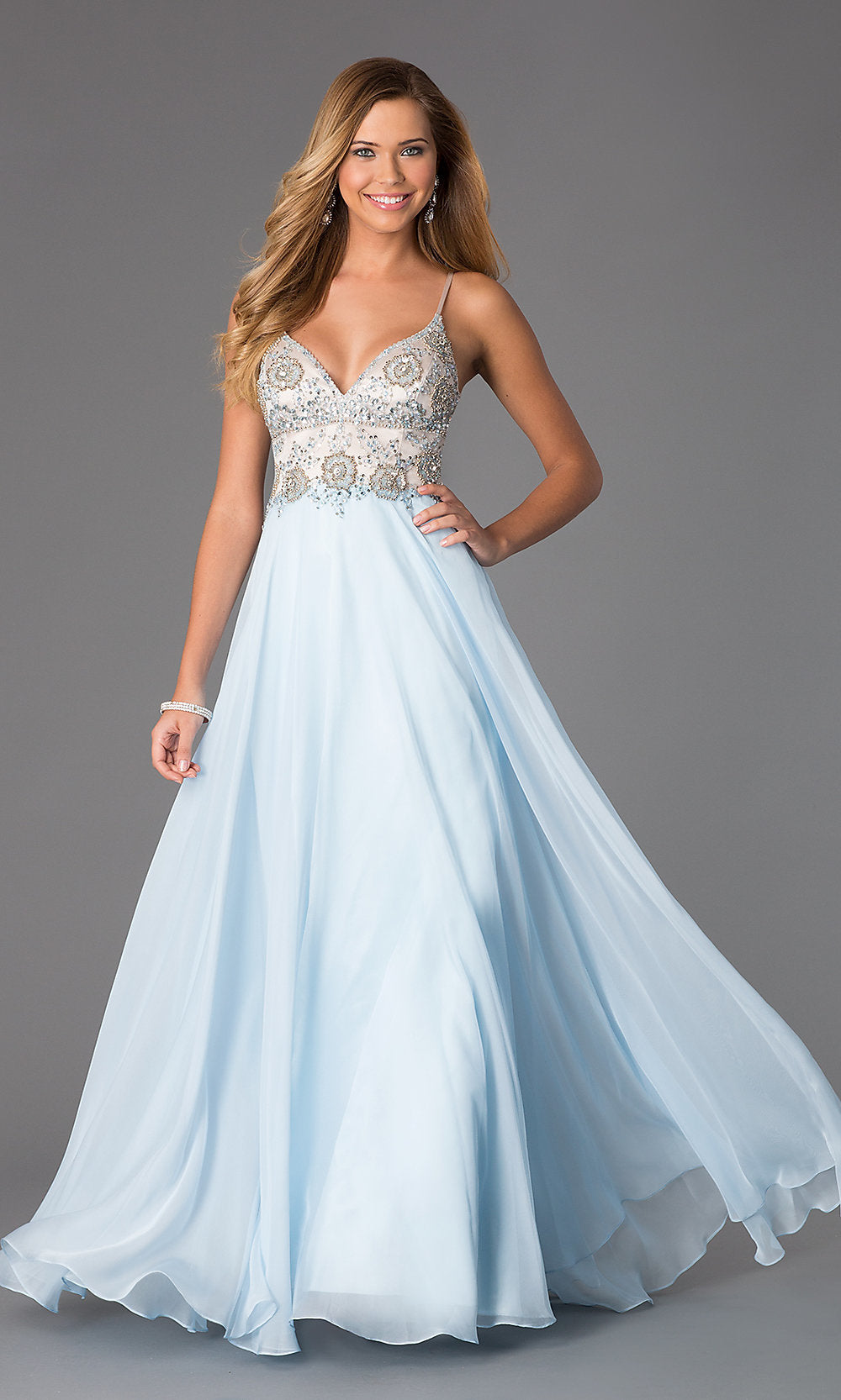 Embellished Long Dave and Johnny Dress - PromGirl