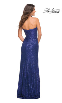 La Femme Long Strapless Sequin Formal Prom Dress