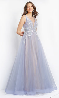 JVN by Jovani-JVN by Jovani Long Lavender Prom Ball Gown