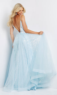 Light Blue JVN by Jovani Long Prom Dress - PromGirl