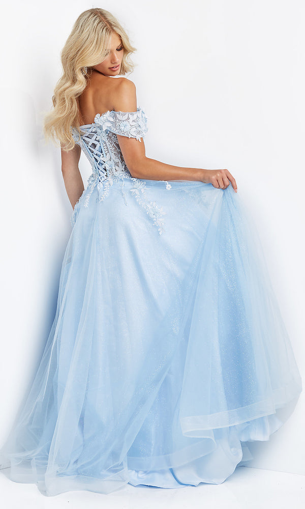 Off-Shoulder Prom Ball Gown with Corset - PromGirl