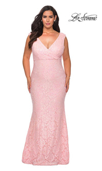 La Femme-Empire-Waist Long Plus-Size Prom Dress by La Femme