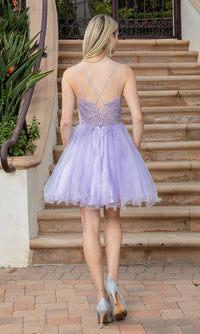 Dancing Queen-Embroidered Sheer-Bodice Short Homecoming Dress