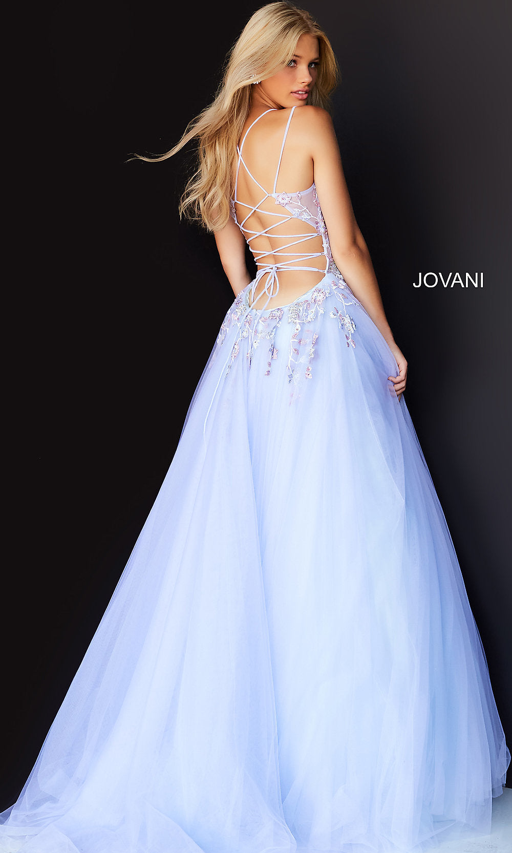 Lilac Purple Sheer-Bodice Prom Ball Gown by Jovani