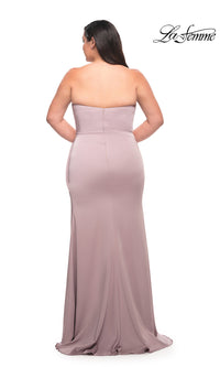 La Femme-Strapless Long Plus-Size La Femme Prom Dress