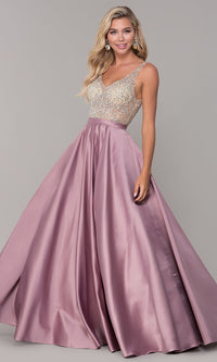 Long Open-Back V-Neck Prom Dress