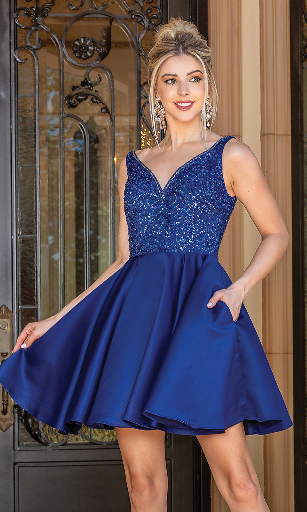 Short Formal Prom Dress with Pockets - PromGirl