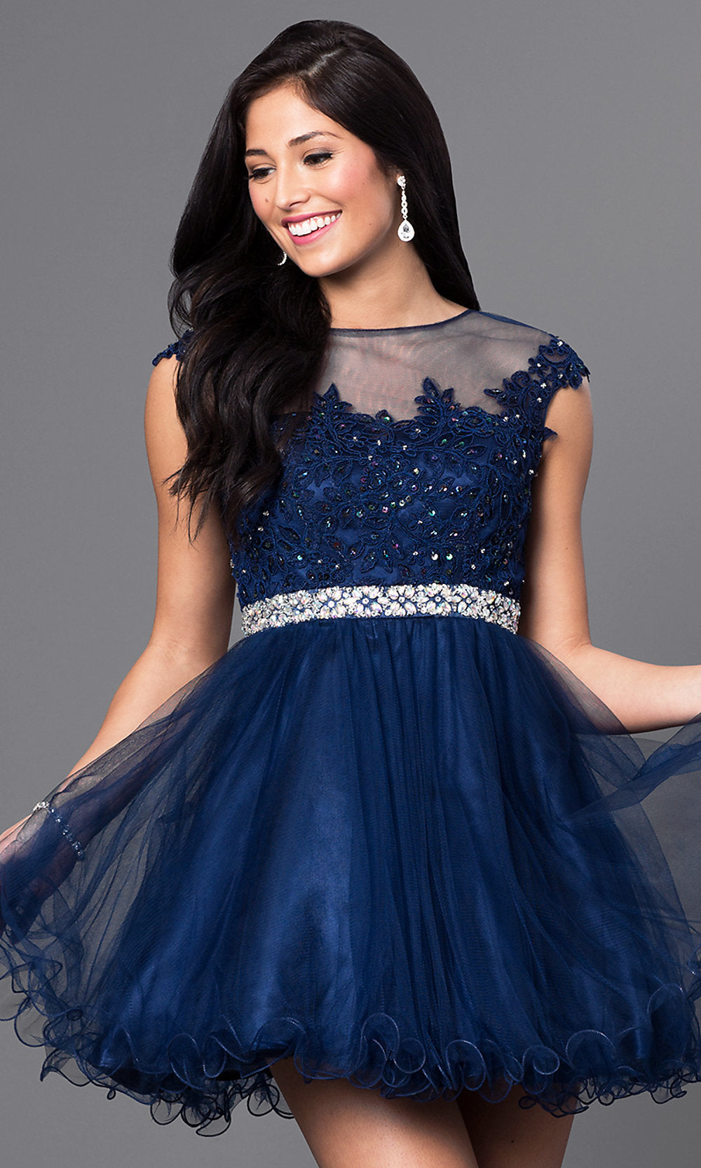 Nora Cap-Sleeve Short Homecoming Dress - PromGirl