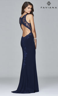 V-Neck Floor-Length Formal Prom Dress by Faviana