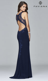 Faviana-V-Neck Floor-Length Formal Prom Dress by Faviana