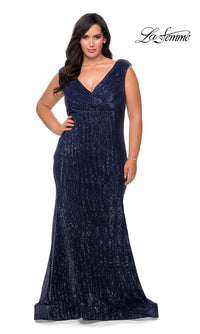 La Femme-Empire-Waist Sequin Long Plus-Size Formal Gown