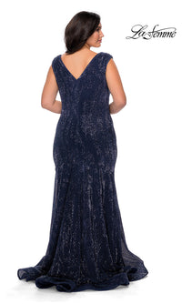 La Femme-Empire-Waist Sequin Long Plus-Size Formal Gown