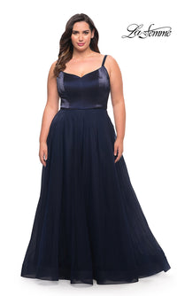 La Femme-La Femme Plus-Size Long A-Line Prom Dress