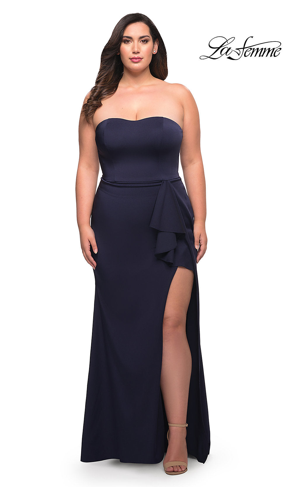 Strapless Long Plus-Size La Femme Prom Dress