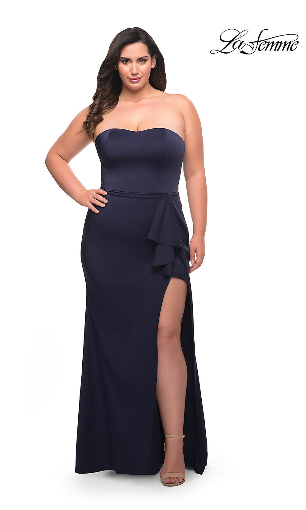 Strapless Long Plus-Size La Femme Prom Dress