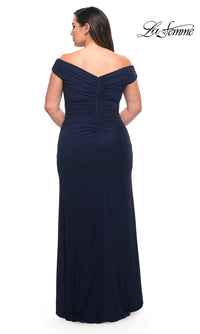 La Femme-La Femme Off-Shoulder Plus-Size Long Prom Dress