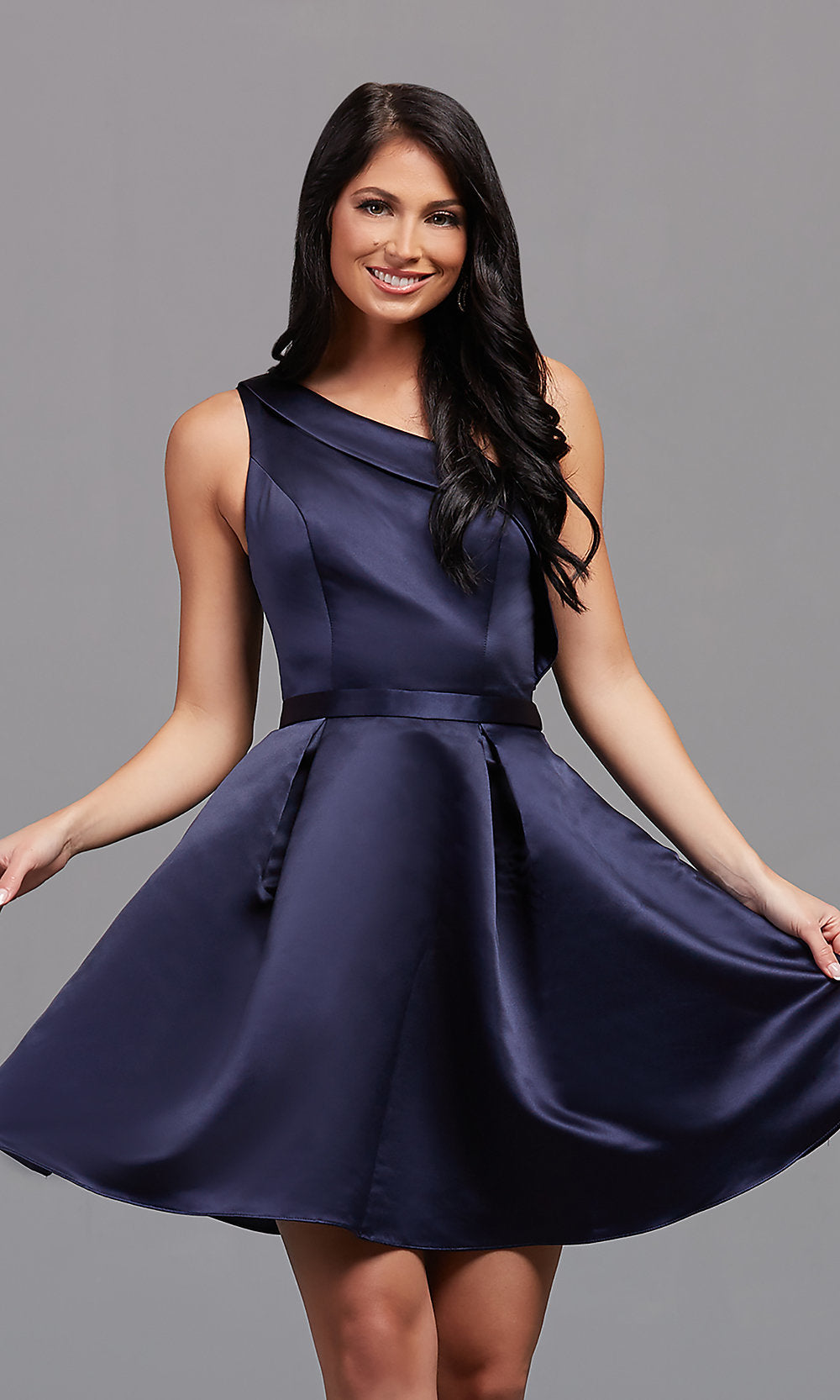 A-Line Short One-Shoulder Homecoming Dress - PromGirl