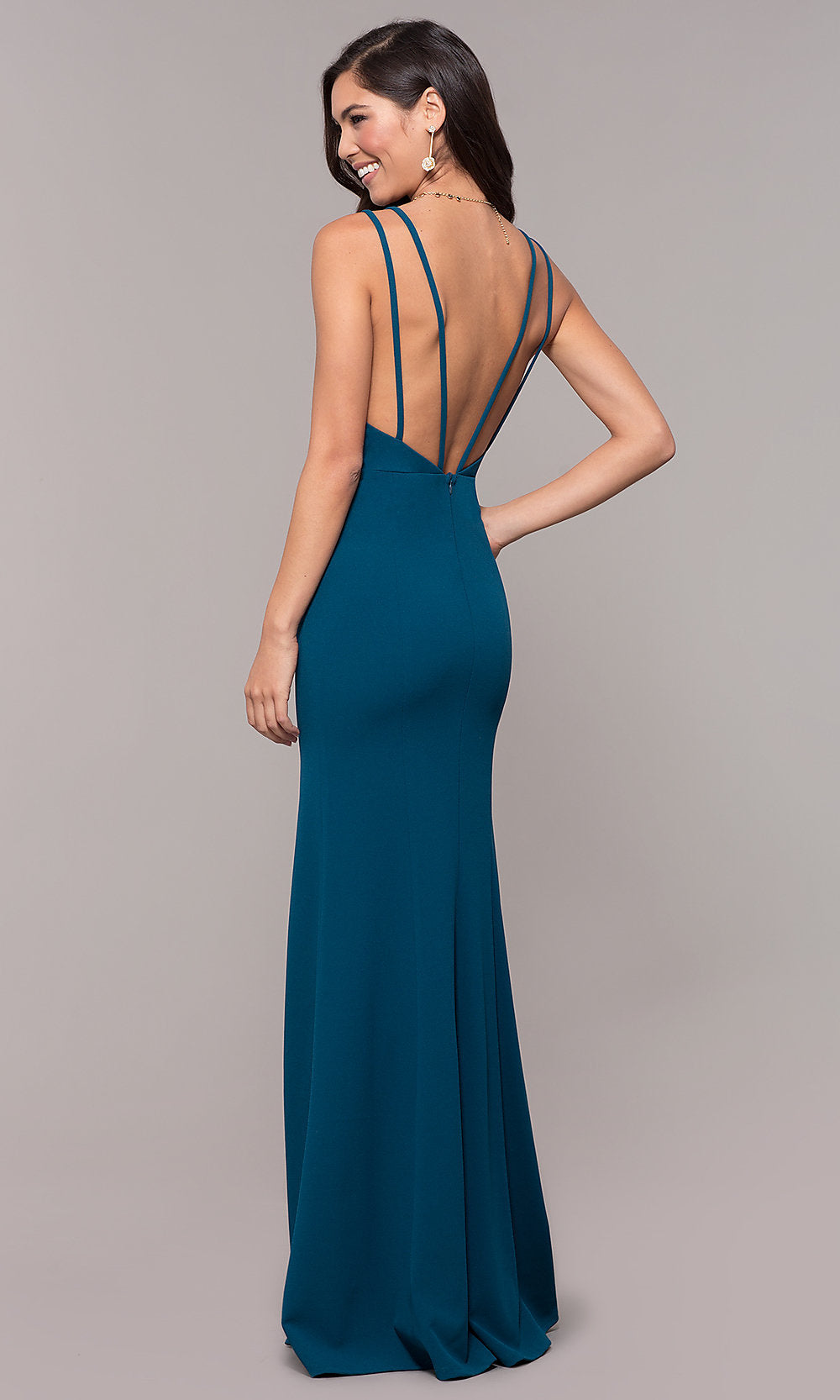 Formal Dress: 61156. Long Drape Dresses, V-neck, Straight