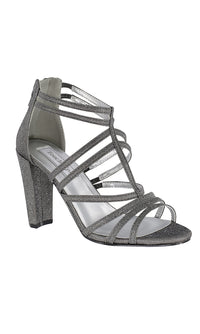 Touch Ups-Rhyan Pewter Silver Sandal with a High Block Heel