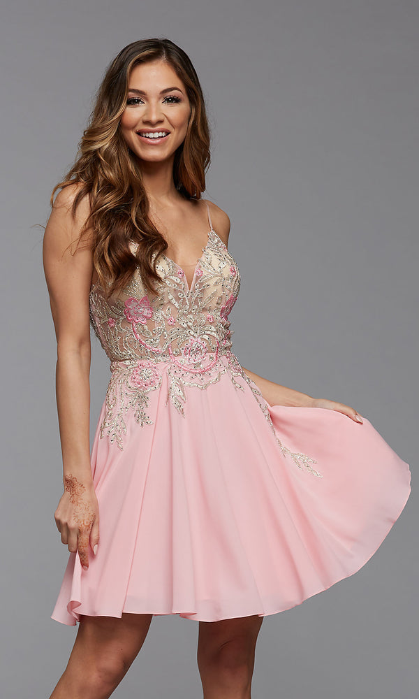 Embroidered PromGirl Short Prom Dress - PromGirl