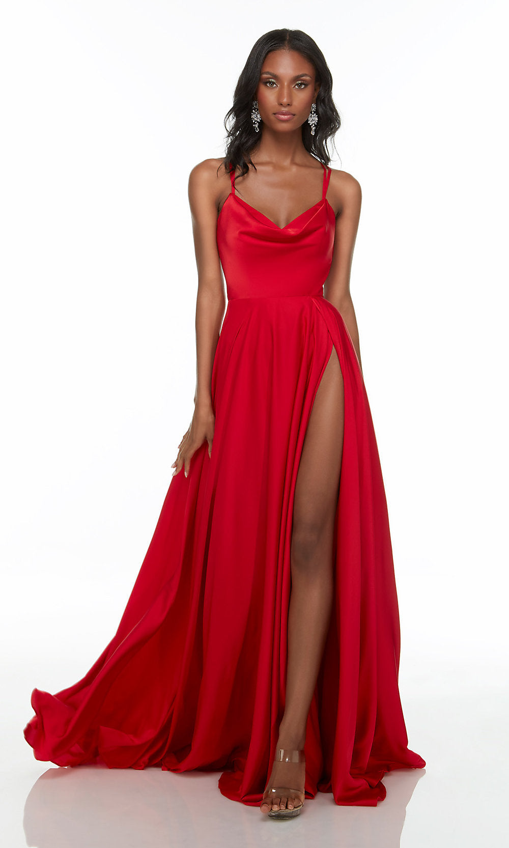 Strappy-Back Alyce Long Red Prom Dress - PromGirl