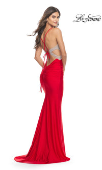 La Femme Embellished-Bodice Long Prom Dress