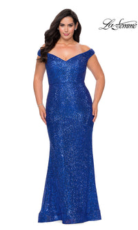 La Femme-Mermaid Sequin Plus-Size La Femme Formal Dress