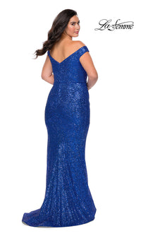 La Femme-Mermaid Sequin Plus-Size La Femme Formal Dress