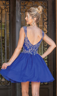 Dancing Queen-Babydoll Glitter-Embroidery Short Prom Dress